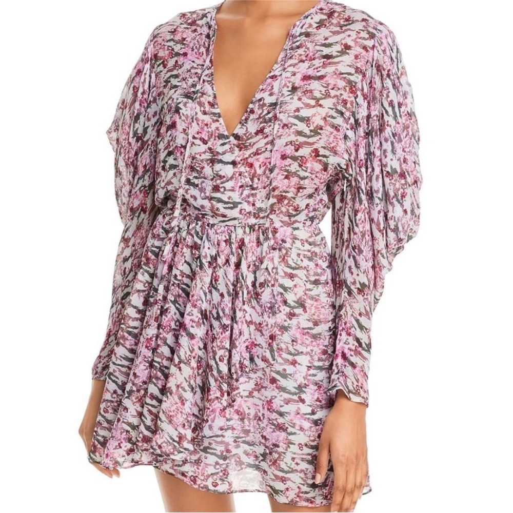 IRO Floral V-Neck Mini Dress